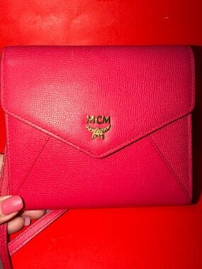 MCM Hot Pink Leather Envelope Crossbody